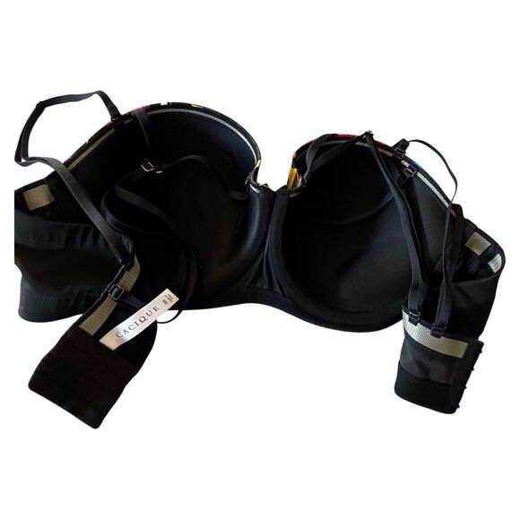 Cacique Plus Bra Harness Boost Strapless Stay Put Lace Detail Size 38D Tropical - Picture 11 of 12